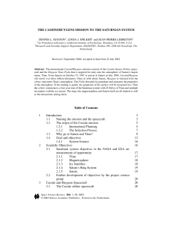 THE CASSINI/HUYGENS MISSION TO THE