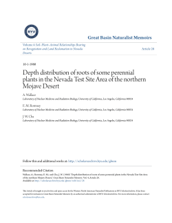 Depth distribution of roots of some perennial plants in the Nevada