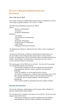 FACULTY OF BUSINESS ADMINISTRATION AND ECONOMICS