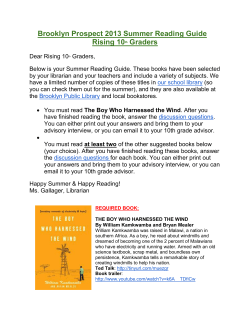Brooklyn Prospect 2013 Summer Reading Guide Rising 10th Graders
