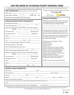 HELP ME GROW OF CUYAHOGA COUNTY REFERRAL FORM
