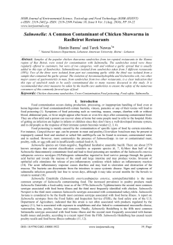 Salmonella: A Common Contaminant of Chicken