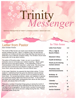 Letter from Pastor - Trinity Lutheran Church
