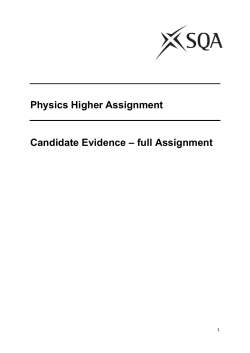 Physics Higher Assignment Candidate Evidence &ndash; full Assignment