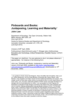 Pinboards and Books - Heterogeneities: John Law`s Home Page