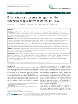 Enhancing transparency in reporting the synthesis of qualitative