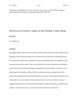 On the use of women`s names in Ian Fleming`s James Bond novels