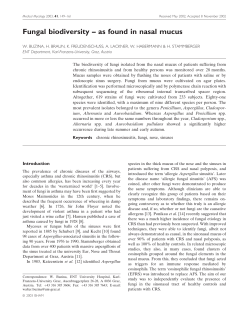 Fungal biodiversity &ndash; as found in nasal mucus