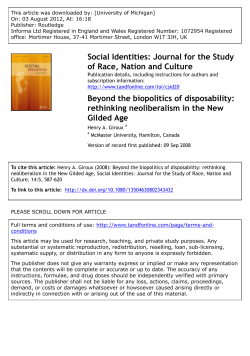 Beyond the biopolitics of disposability: rethinking neoliberalism in