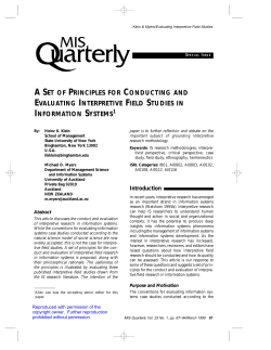 a set of principles for conducting and evaluating interpretive field