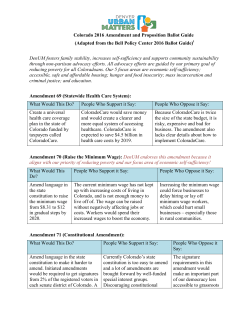 Colorado 2016 Amendment and Proposition Ballot Guide (Adapted