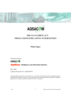 THE USA PATRIOT ACT: IMPLICATIONS FOR LAWFUL
