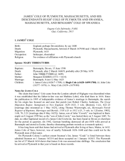 JAMES1 COLE OF PLYMOUTH, MASSACHUSETTS, AND HIS