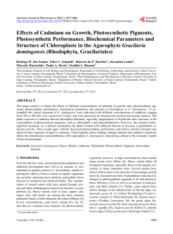 Effects of Cadmium on Growth, Photosynthetic Pigments