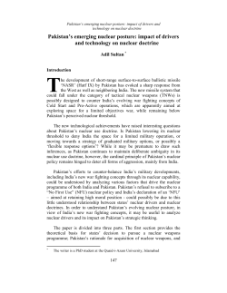 Pakistan`s emerging nuclear posture: impact of drivers and