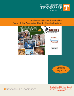 Institutional Review Board (IRB) Form 1 Initial Application Step