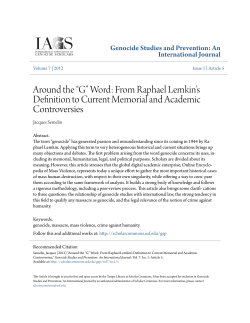Around the &ldquo;G&rdquo; Word: From Raphael Lemkin`s Definition to Current