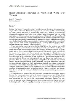 Italian-Immigrant Foodways in Post-Second World War