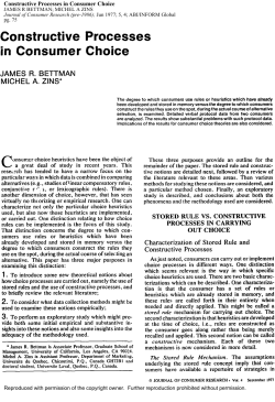Constructive Processes in Consumer Choice