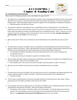 ACCOUNTING I Chapter 14 Reading Guide