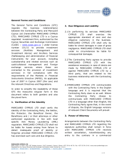 Terms of Business - Marcuard Heritage