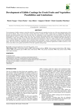 Development of Edible Coatings for Fresh Fruits and Vegetables