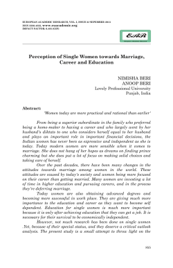 Perception of Single Women towards Marriage, Career and Education
