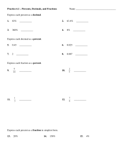 Practice 6.1 &ndash; Percents, Decimals, and Fractions Name Express
