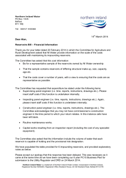 14th March 2014 Dear Alan, Reservoirs Bill &ndash; Financial Information
