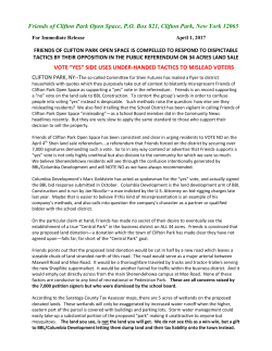 34 Acres-Press Release 04-01-17 - Friends of Clifton Park Open