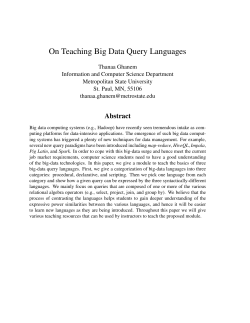 On Teaching Big Data Query Languages