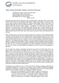 "Music, Conflict and the State": Remarks on the focus of the group