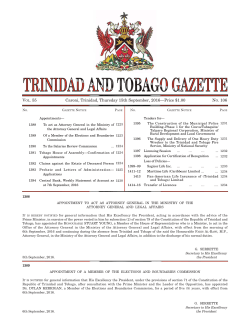 Gazette No. 106 of 2016 - Trinidad and Tobago Government News