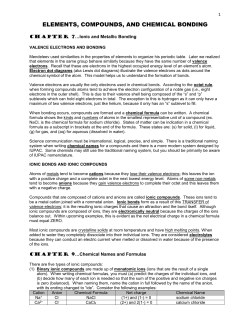ELEMENTS, COMPOUNDS, AND CHEMICAL BONDING
