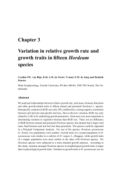 Chapter 3 Variation in relative growth rate and growth traits in fifteen
