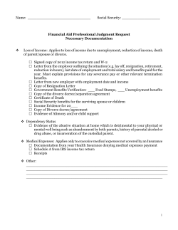Financial Aid Professional Judgment Request Necessar