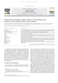 Sleeping With Technology: Cognitive, Affective and Technology