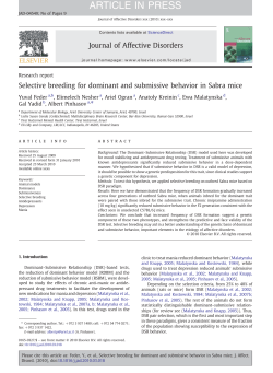 Selective breeding for dominant and submissive behavior in Sabra