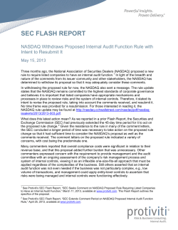 NASDAQ Withdraws Proposed Internal Audit Function Rule with