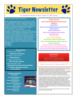 Tiger Newsletter - St. Joseph Catholic School