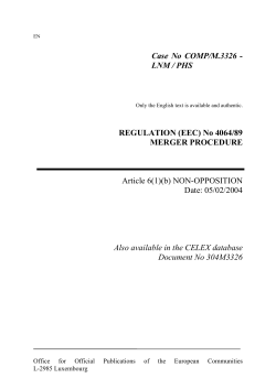 Case No COMP/M.3326 - LNM / PHS
