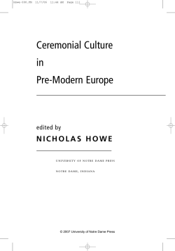 Ceremonial Culture in Pre-Modern Europe