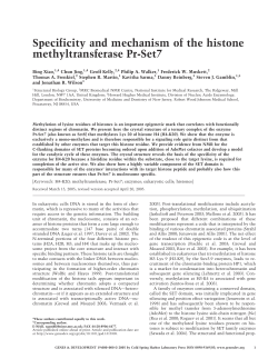 Specificity and mechanism of the histone methyltransferase Pr-Set7