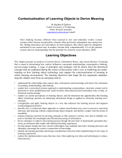 Contextualisation of Learning Objects to Derive Meaning Learning