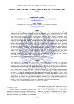 INDIRECT SPEECH ACTS OF THE MAIN CHARACTER OF THE