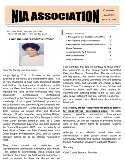 From the Chief Executive Officer