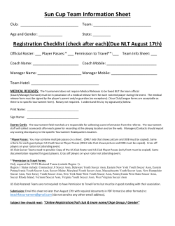 Sun Cup Team Information Sheet