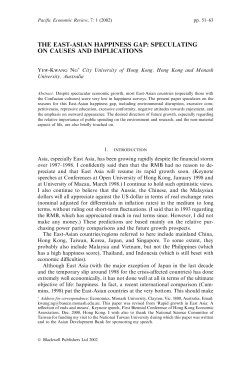 East-Asian Happiness Gap - Nanyang Technological University