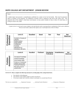 HOPE COLLEGE ART DEPARTMENT - JUNIOR REVIEW Profe s s