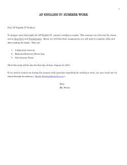 AP ENGLISH IV: SUMMER WORK